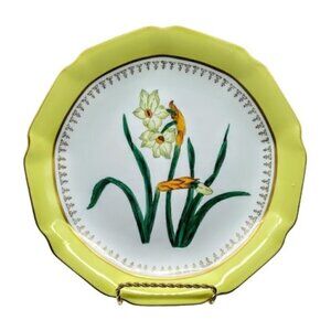 Vintage Chelsea House Floral Round Botanical Hand-Painted Porcelain Plate